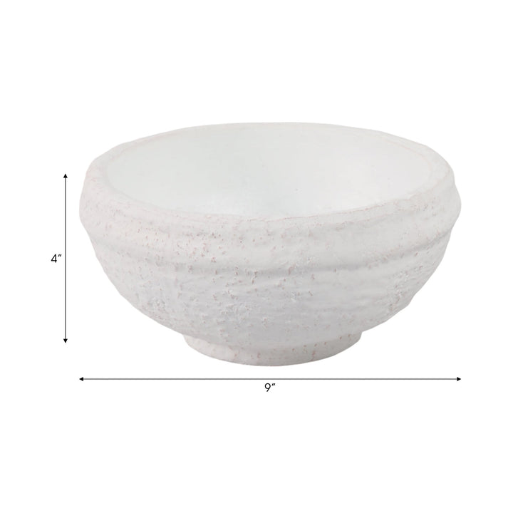 9x9" Textured Terracotta Bowl, White