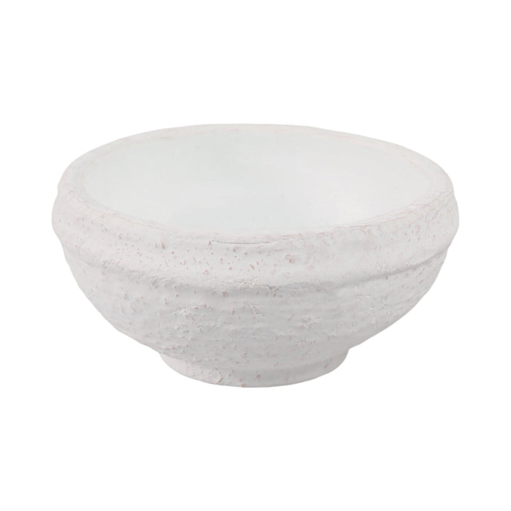 9x9" Textured Terracotta Bowl, White