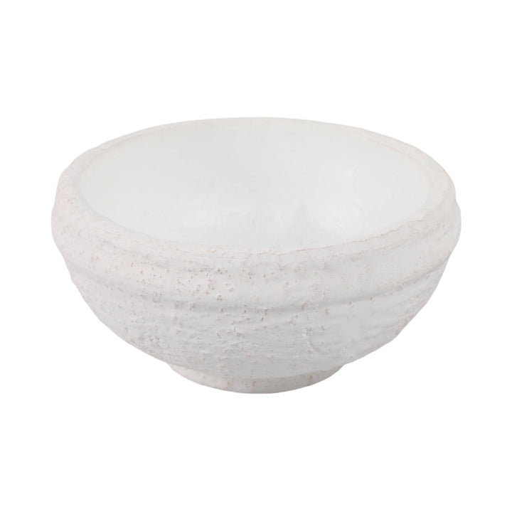 9x9" Textured Terracotta Bowl, White