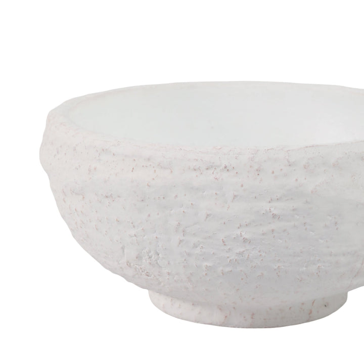 9x9" Textured Terracotta Bowl, White