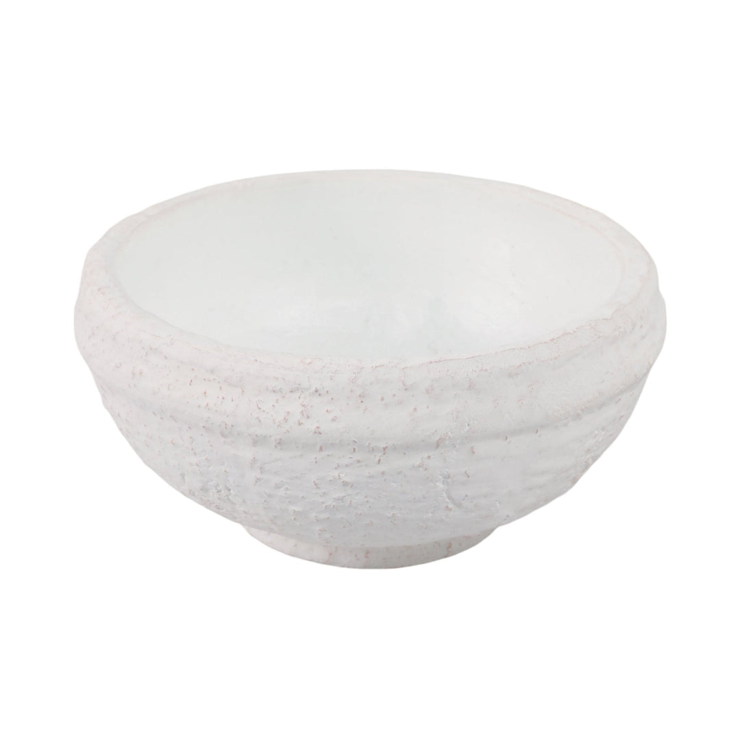 9x9" Textured Terracotta Bowl, White