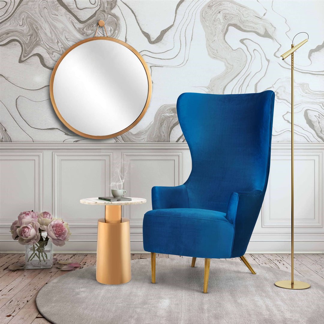 Julia Navy Wingback Velvet Chair