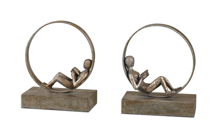 Lounging Reader Bookends, S/2