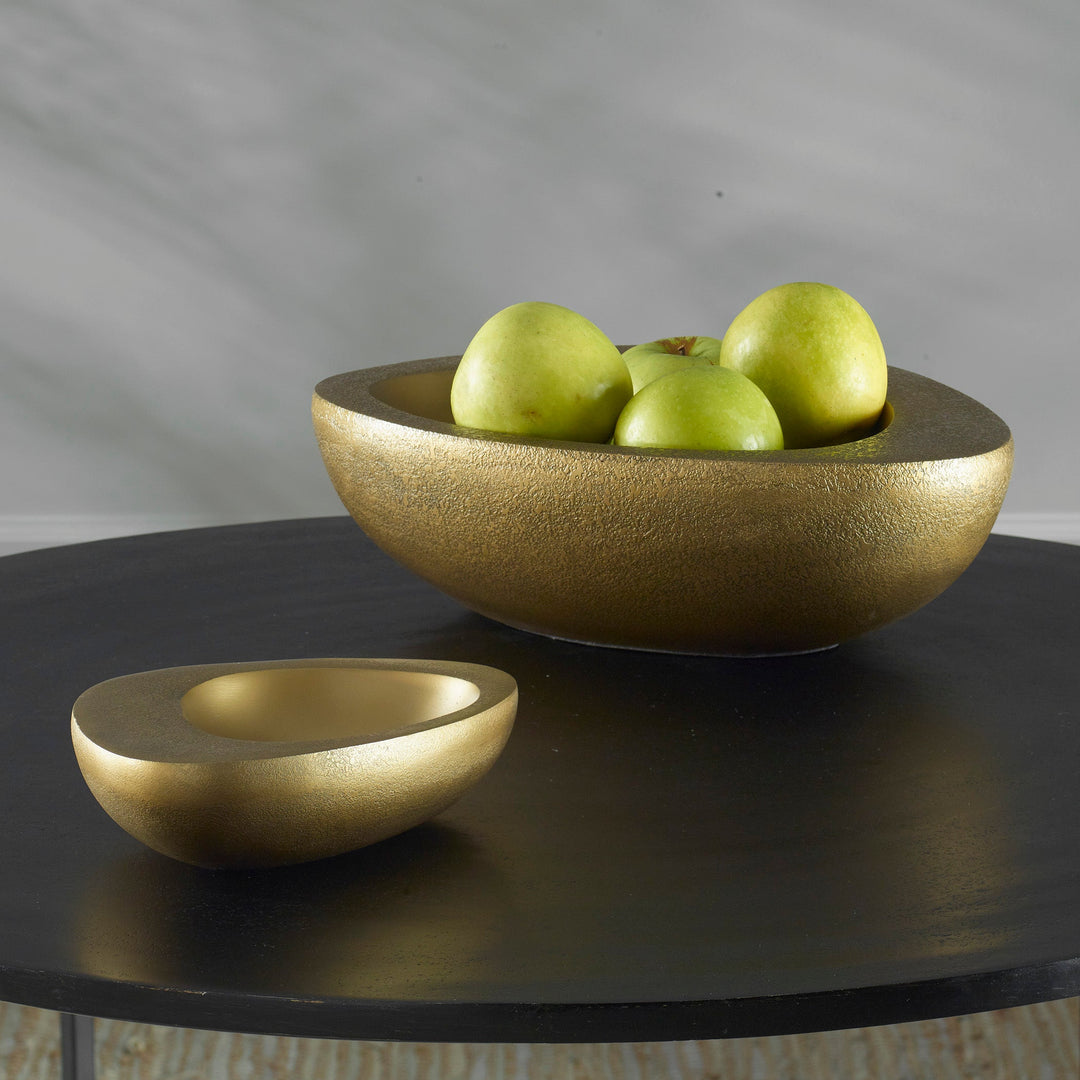 Ovate Brass Bowls, Set Of 2