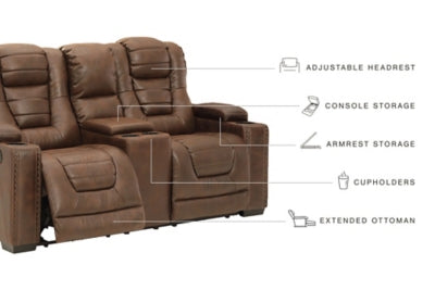 Owner's Box Power Reclining Loveseat with Console