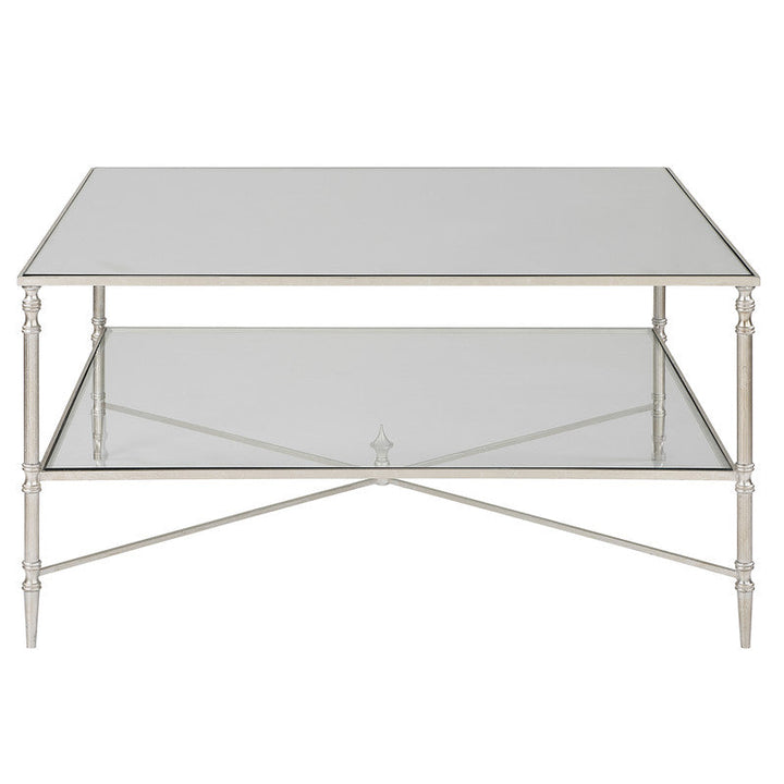 Henzler 91 W x 48 H x 91 D Silver Square Coffee Table with Mirror Top