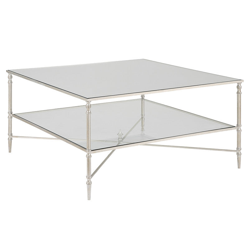Henzler 91 W x 48 H x 91 D Silver Square Coffee Table with Mirror Top