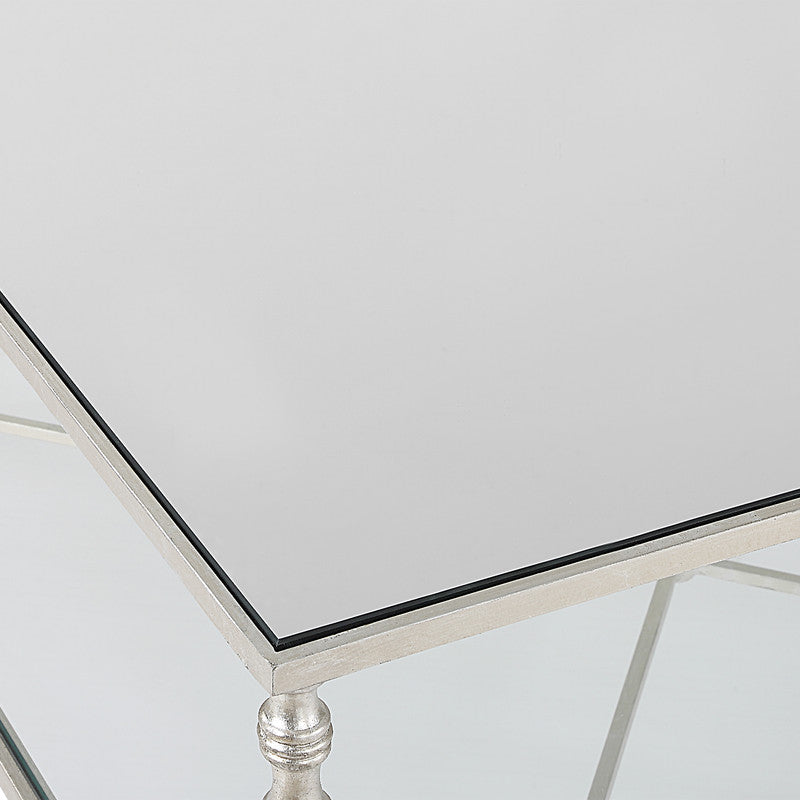 Henzler 91 W x 48 H x 91 D Silver Square Coffee Table with Mirror Top