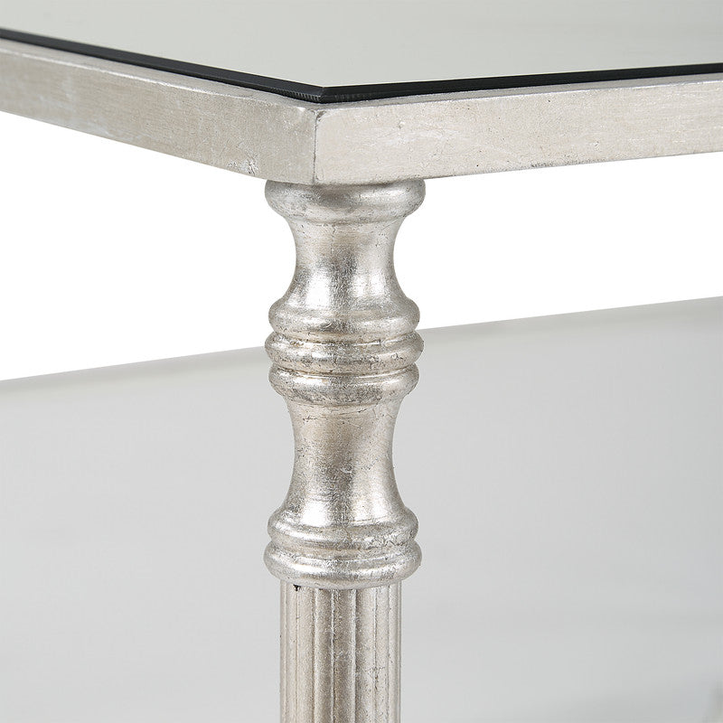 Henzler 91 W x 48 H x 91 D Silver Square Coffee Table with Mirror Top