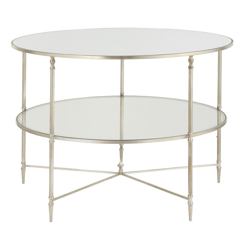 Henzler 106 W x 76 H x 106 D Silver Round Coffee Table with Mirror Top