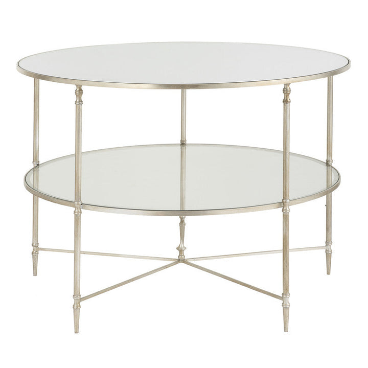 Henzler 106 W x 76 H x 106 D Silver Round Coffee Table with Mirror Top