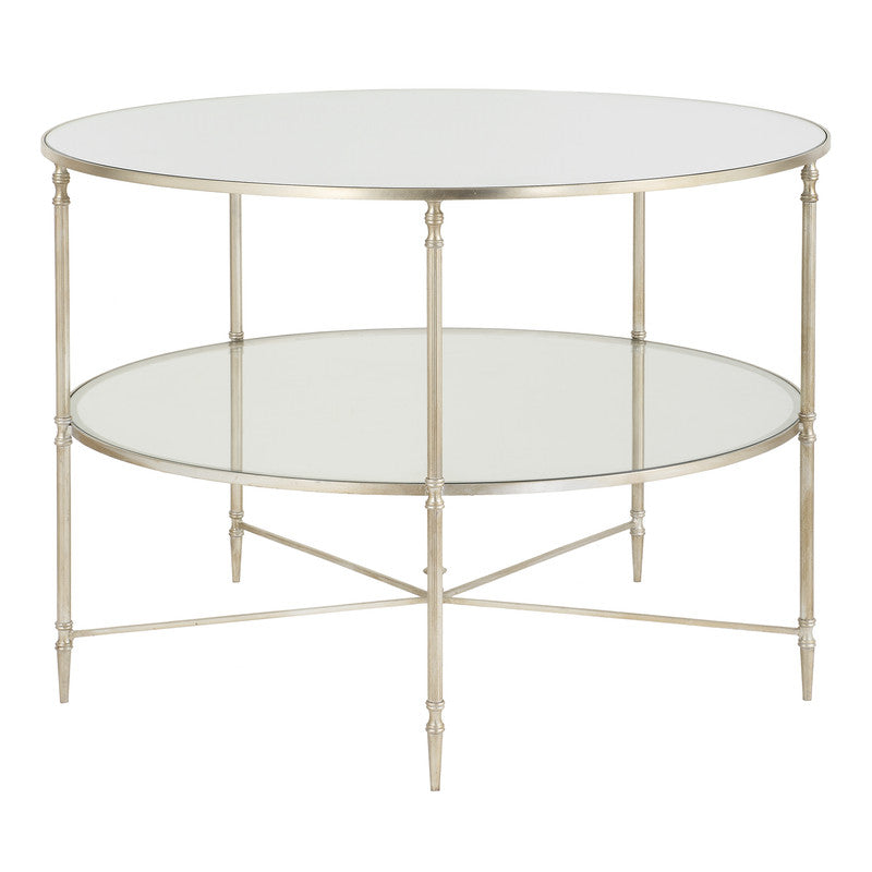 Henzler 106 W x 76 H x 106 D Silver Round Coffee Table with Mirror Top