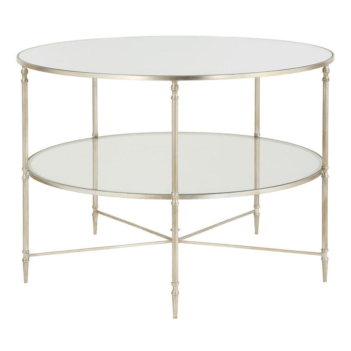 Henzler 106 W x 76 H x 106 D Silver Round Coffee Table with Mirror Top