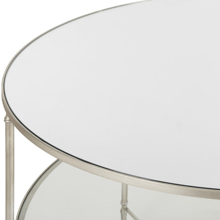 Henzler 106 W x 76 H x 106 D Silver Round Coffee Table with Mirror Top