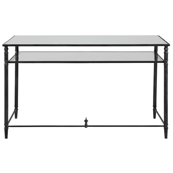 Henzler 132 W x 76 H x 71 D Black Rectangle Desk with Mirror Top