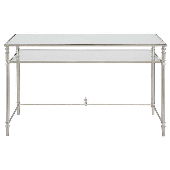 Henzler 132 W x 76 H x 71 D Silver Rectangle Desk with Mirror Top