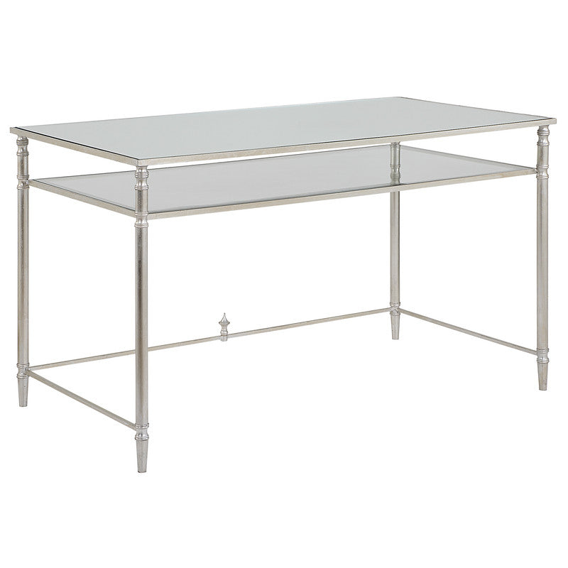 Henzler 132 W x 76 H x 71 D Silver Rectangle Desk with Mirror Top