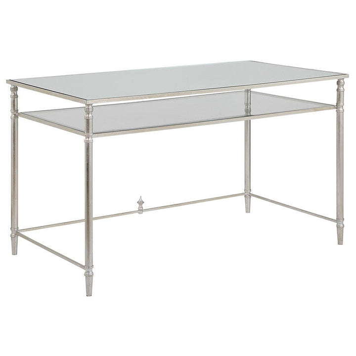 Henzler 132 W x 76 H x 71 D Silver Rectangle Desk with Mirror Top
