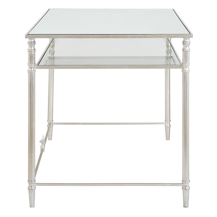 Henzler 132 W x 76 H x 71 D Silver Rectangle Desk with Mirror Top