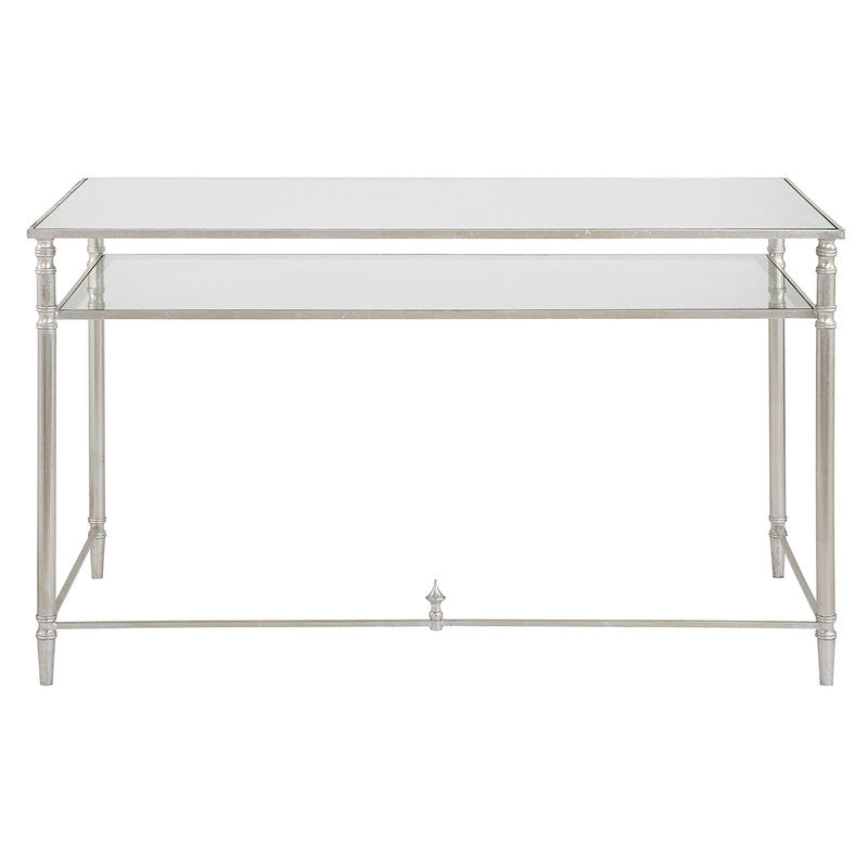 Henzler 132 W x 76 H x 71 D Silver Rectangle Desk with Mirror Top