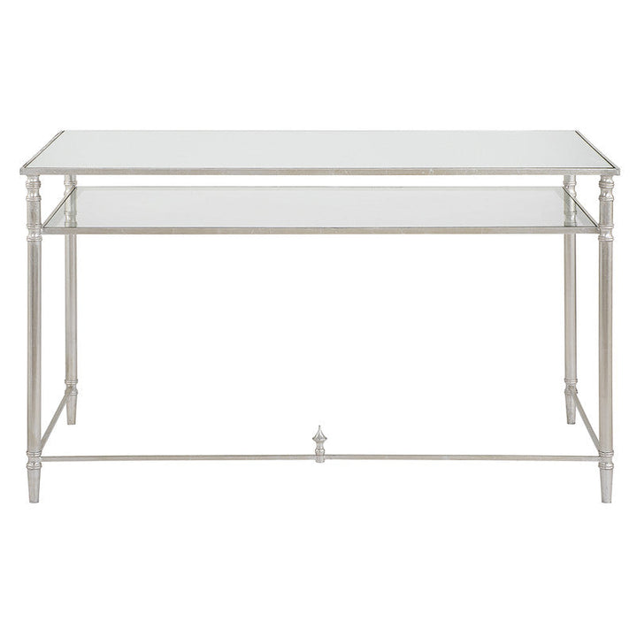 Henzler 132 W x 76 H x 71 D Silver Rectangle Desk with Mirror Top