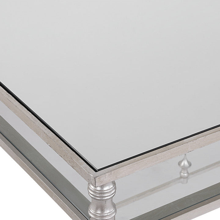 Henzler 132 W x 76 H x 71 D Silver Rectangle Desk with Mirror Top
