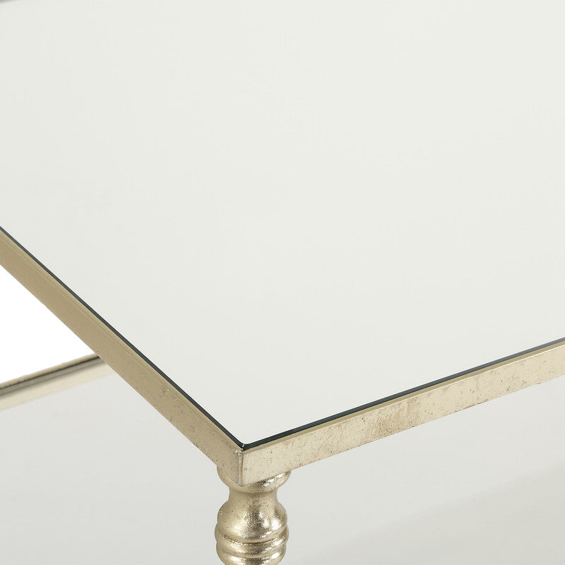 Henzler 91 W x 60 H x 35 D Champagne Rectangle Accent Table with Mirror Top