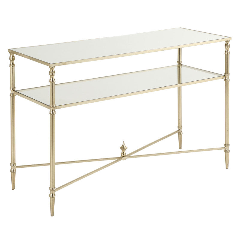 Henzler 91 W x 60 H x 35 D Champagne Rectangle Accent Table with Mirror Top