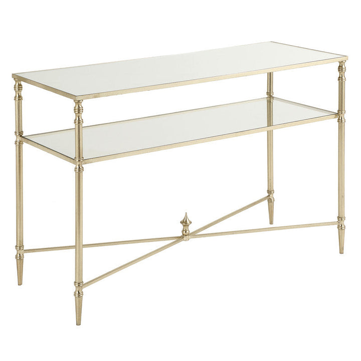 Henzler 91 W x 60 H x 35 D Champagne Rectangle Accent Table with Mirror Top
