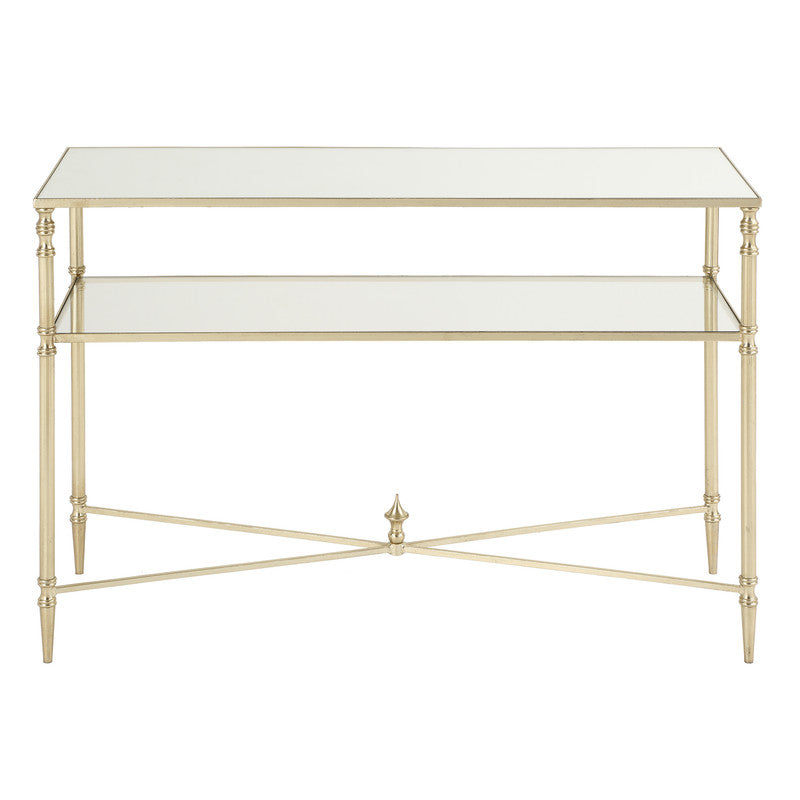 Henzler 91 W x 60 H x 35 D Champagne Rectangle Accent Table with Mirror Top