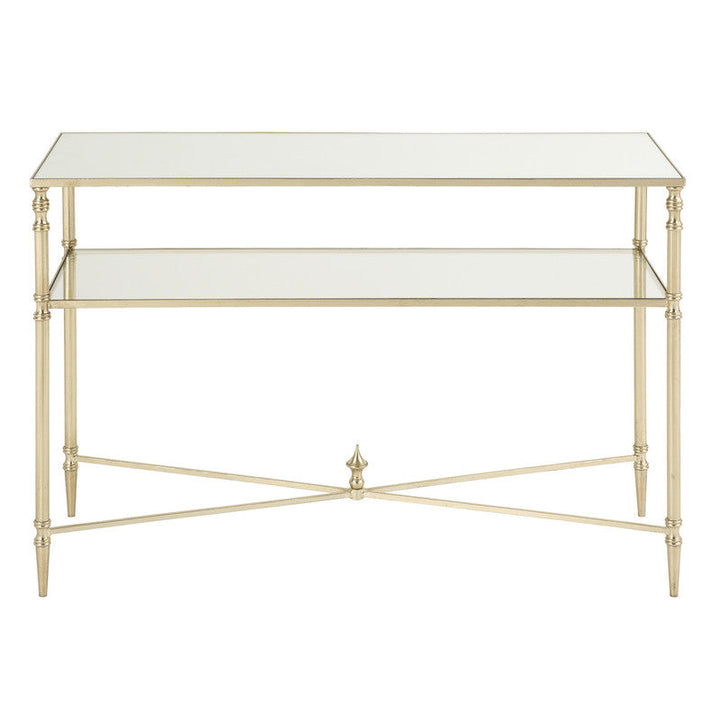 Henzler 91 W x 60 H x 35 D Champagne Rectangle Accent Table with Mirror Top