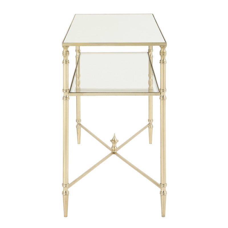 Henzler 91 W x 60 H x 35 D Champagne Rectangle Accent Table with Mirror Top