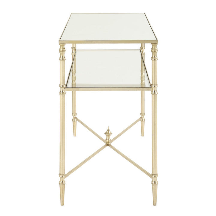 Henzler 91 W x 60 H x 35 D Champagne Rectangle Accent Table with Mirror Top