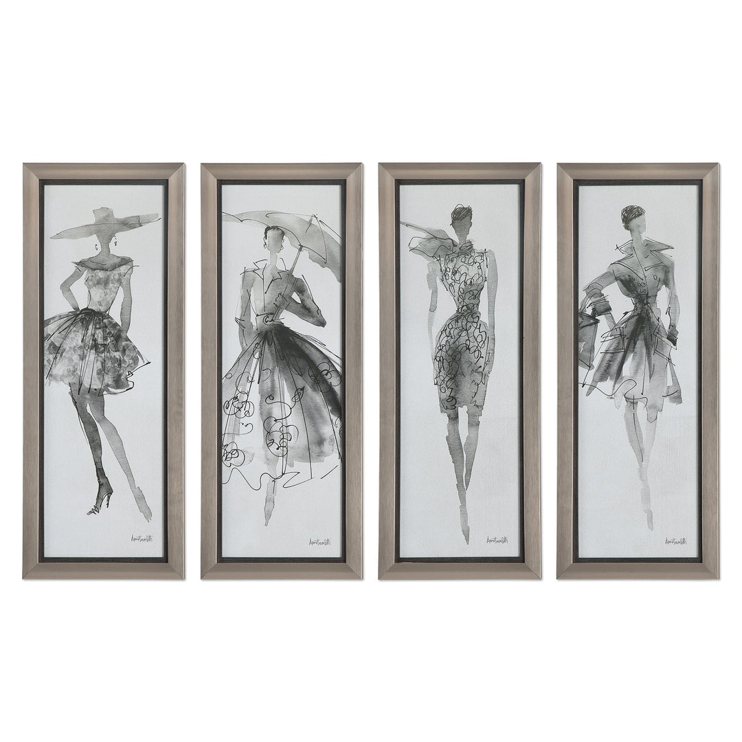 Fashion Sketchbook Framed Prints, S/4