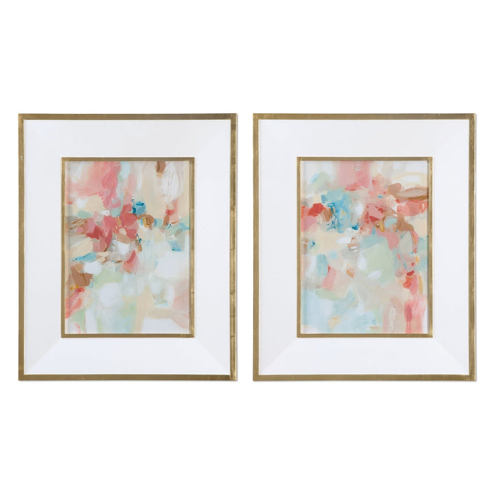 A Touch Of Blush And Rosewood Fences Framed Prints, S/2