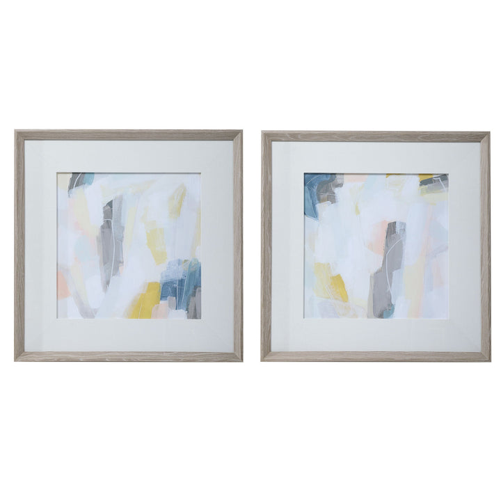 Fractal Pastel Framed Prints, S/2