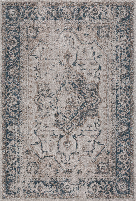 Gray Rug with Blue Border