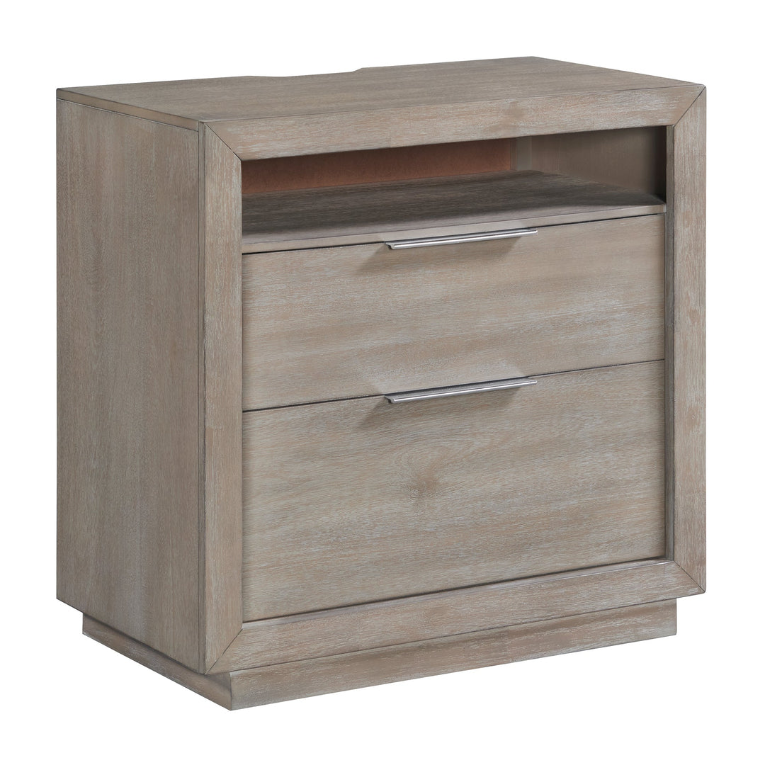 Arcadia Grey 2-Drawer Nightstand With Usb