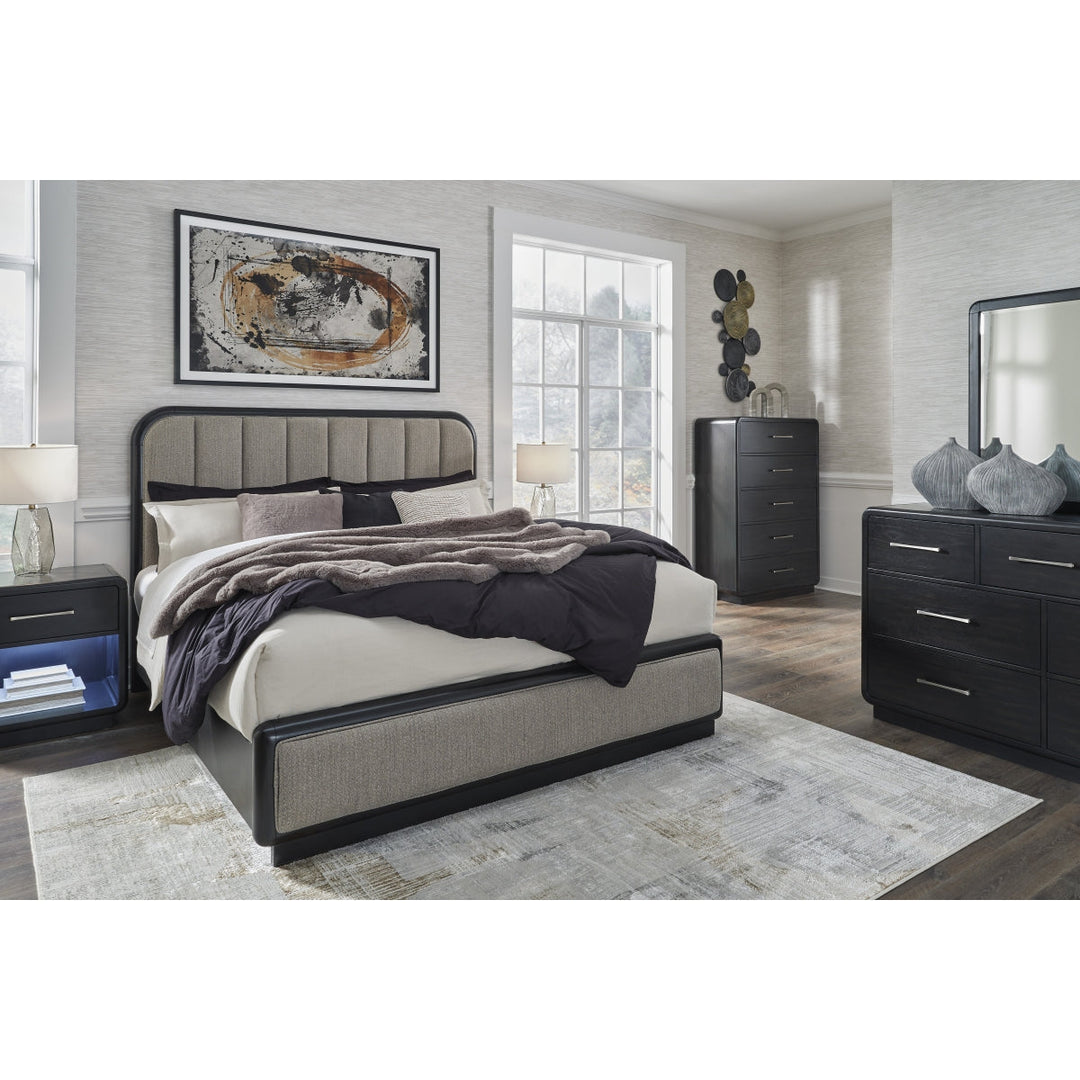 Rowanbeck King Upholstered Panel Bed