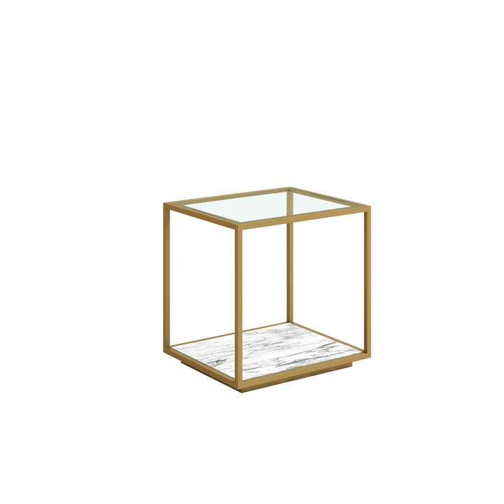 Amerah END TABLE - White Arabescato Gold Finish