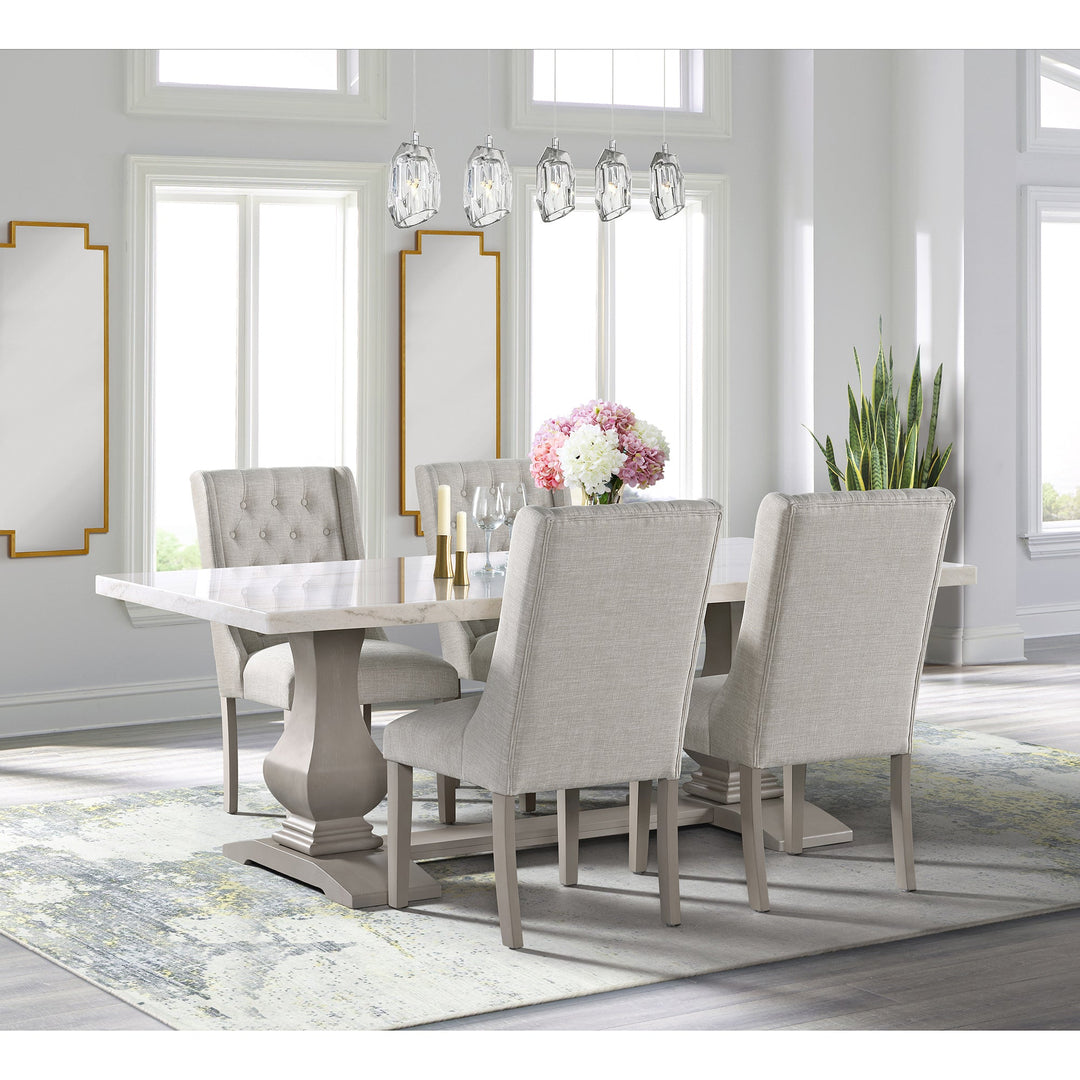 Monticello White Marble Dining Table 6-8 Seaters Grey