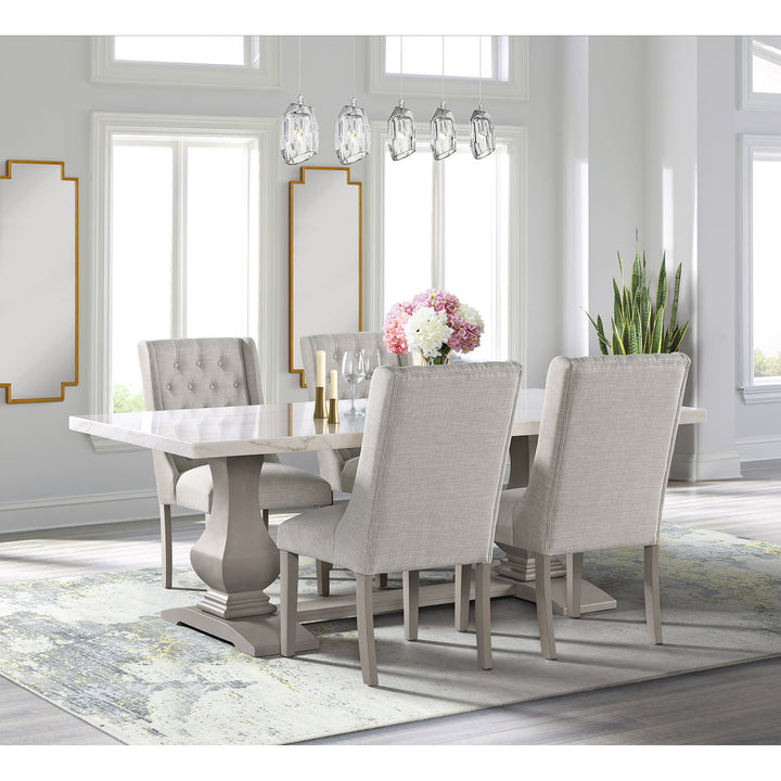 Monticello White Marble Dining Table 6-8 Seaters Grey