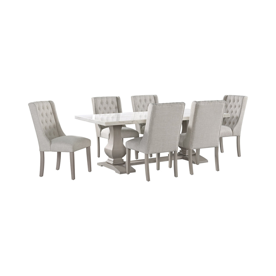 Monticello White Marble Dining Table 6-8 Seaters Grey