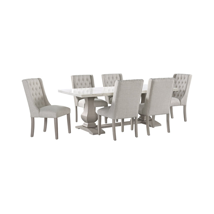 Monticello White Marble Dining Table 6-8 Seaters Grey