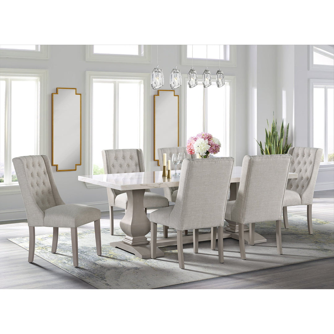 Monticello White Marble Dining Table 6-8 Seaters Grey