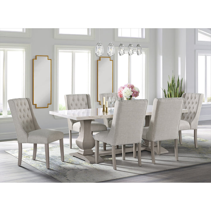 Monticello White Marble Dining Table 6-8 Seaters Grey