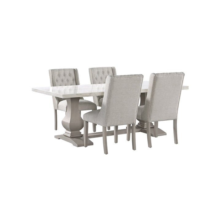 Monticello White Marble Dining Table 6-8 Seaters Grey
