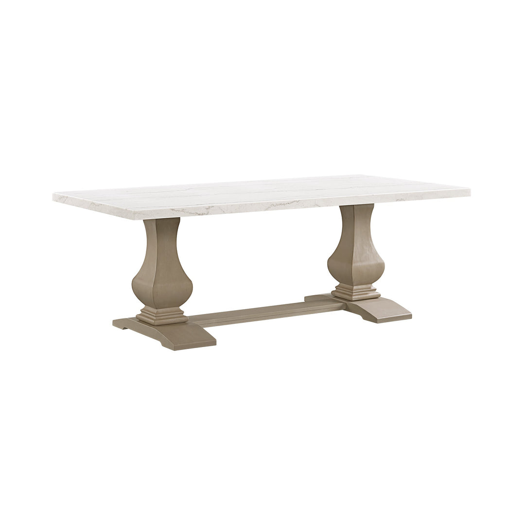 Monticello White Marble Dining Table 6-8 Seaters Natural