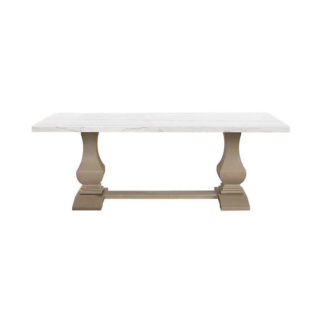 Monticello White Marble Dining Table 6-8 Seaters Natural