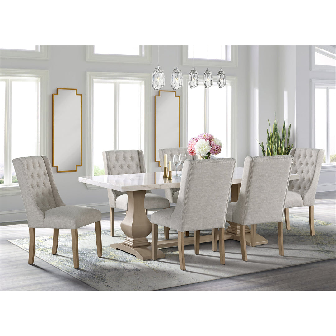 Monticello White Marble Dining Table 6-8 Seaters Natural